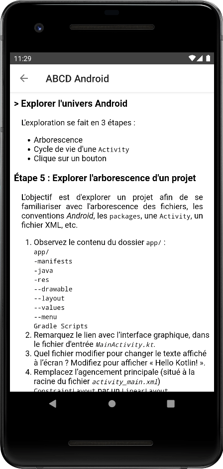 Exploration de l'univers Android