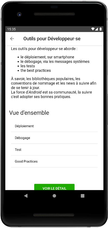 Outils déploiement, test, débogage sur Android